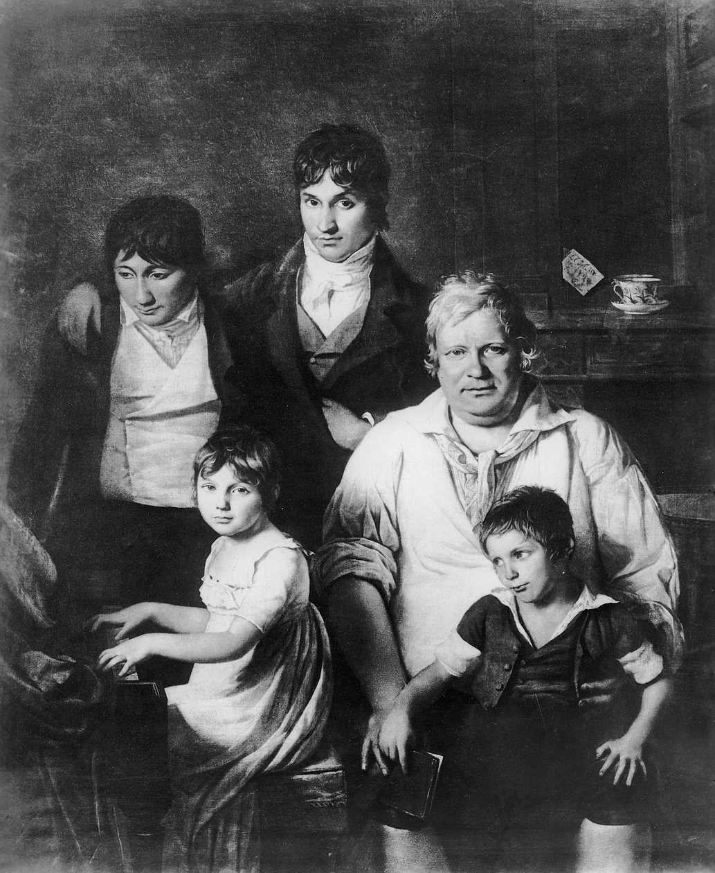 Portret rodzinny, dawniej znany jako Michel Gerard (1737-1815) członek Konwentu z rodziną, koniec XVIII w. (fot. bw) autorstwa Jacques Louis David