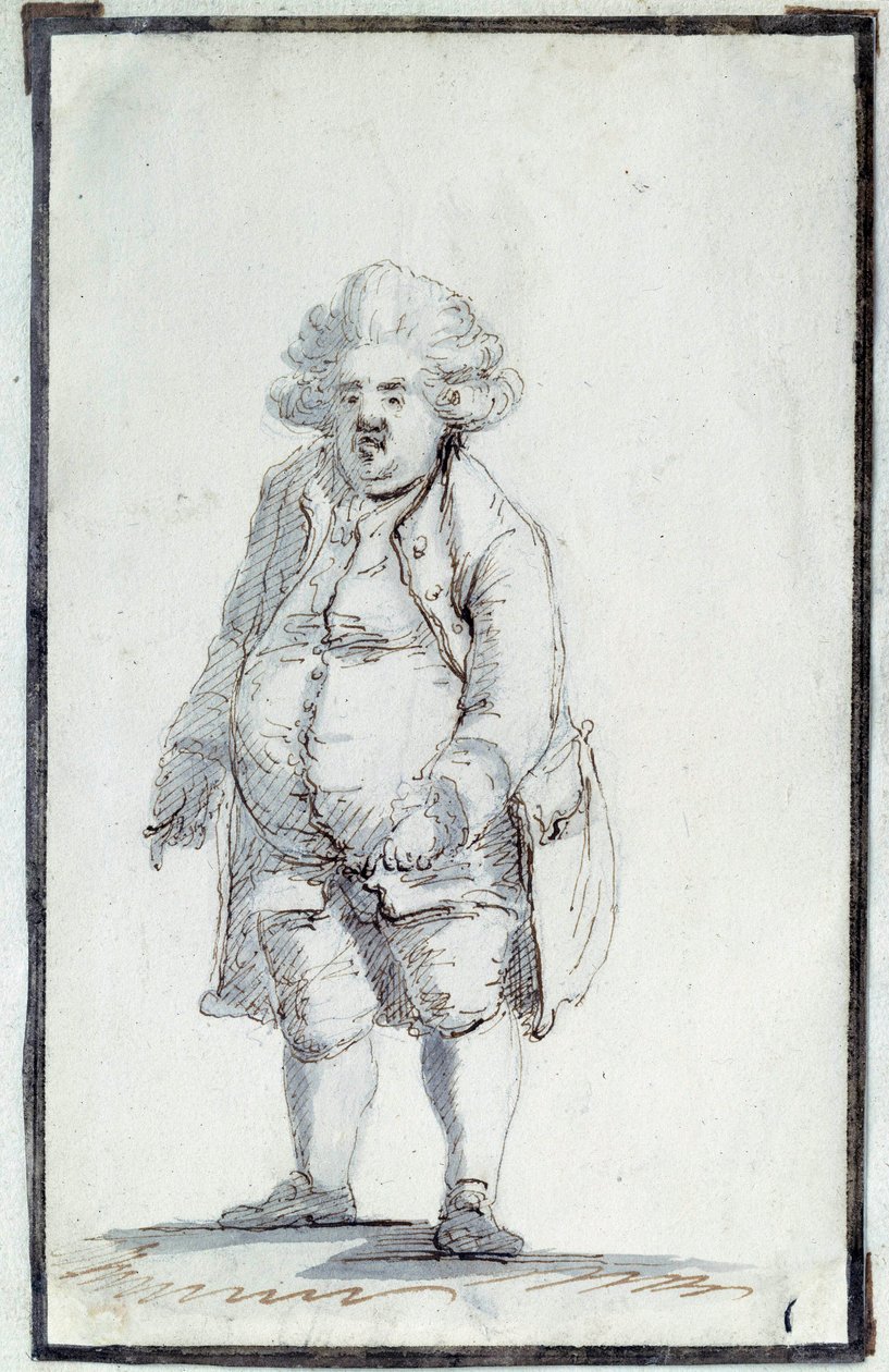 Rewolucja Francuska: „”Karykatura de Mirabeau-Tonneau”” Andre Boniface Louis Riquetti (1754-1792), wicehrabia de Mirabeau, znany jako „Mirabeau-Tonneau” (Mirabeau Tonneau) został nazwany beczką ze względu na jej tuszę. Rysunek brązowym tuszem autorstwa Jac autorstwa Jacques Louis David