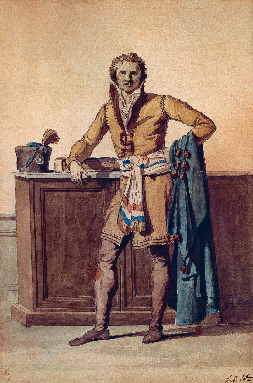 Wewnętrzny strój obywatela francuskiego (akwarela) autorstwa Jacques Louis David