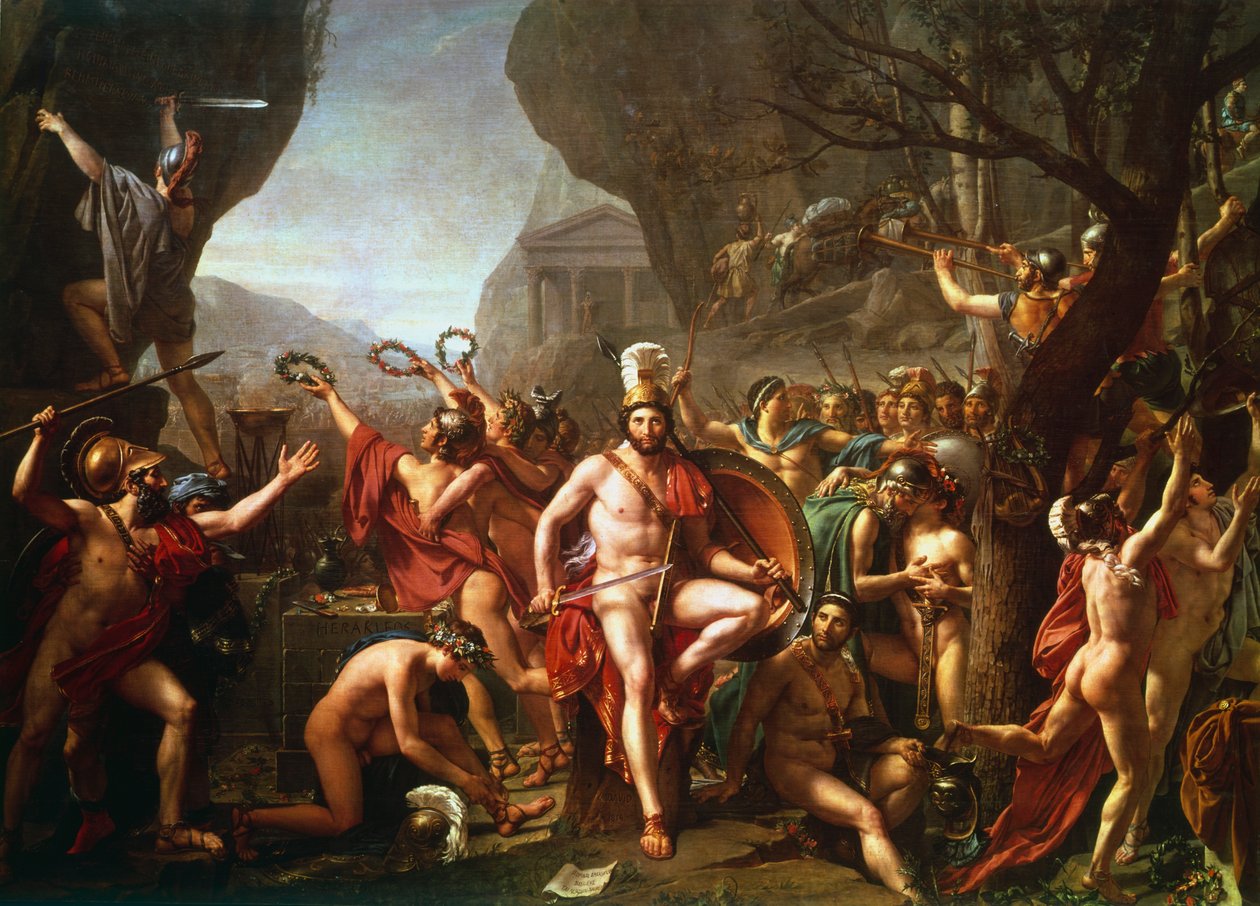 „Leonidas pod Termopilami”, V wiek pne, c1814 autorstwa Jacques Louis David