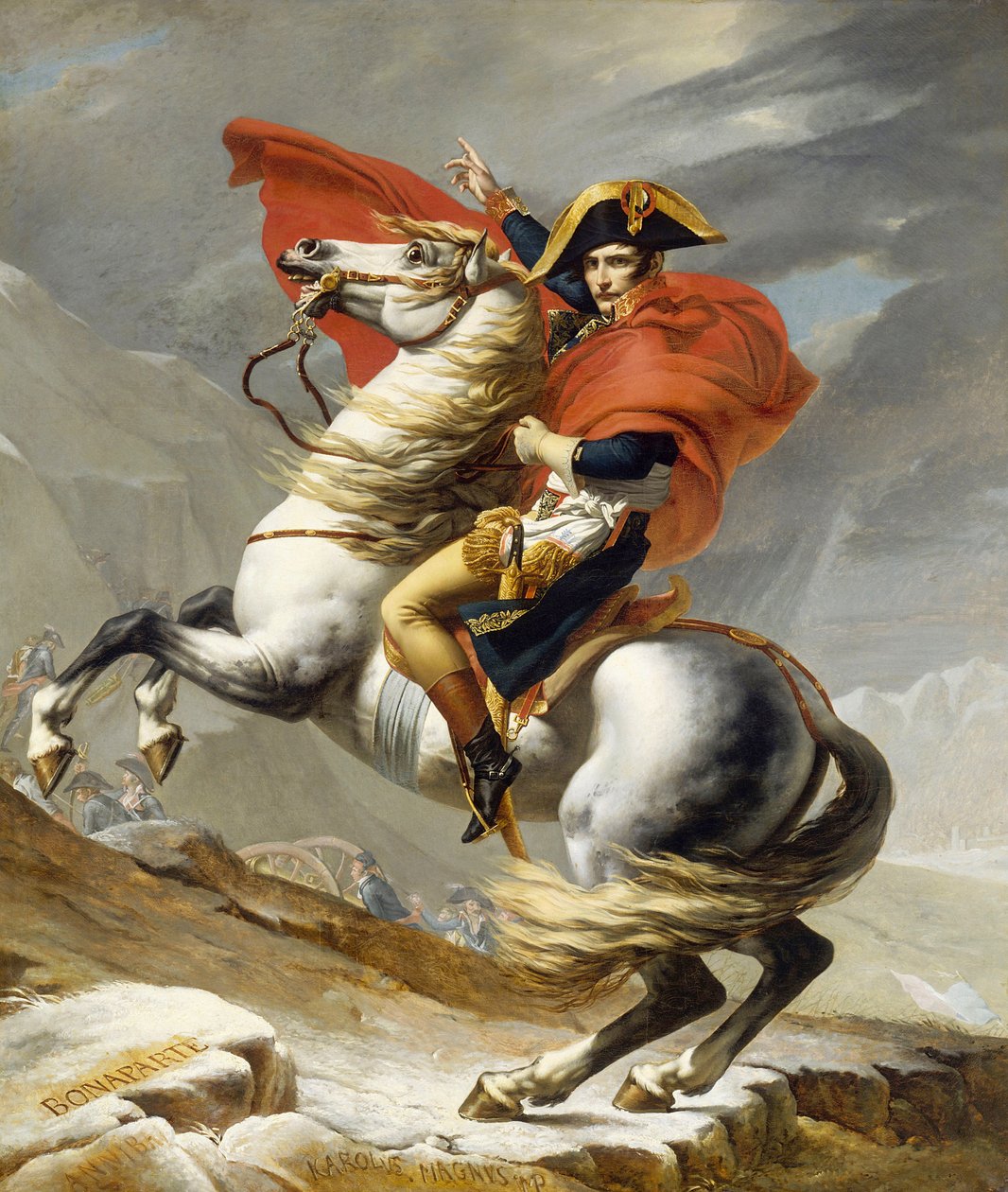 Napoleon przechodzący przez Alpy 20 maja 1800 autorstwa Jacques Louis David