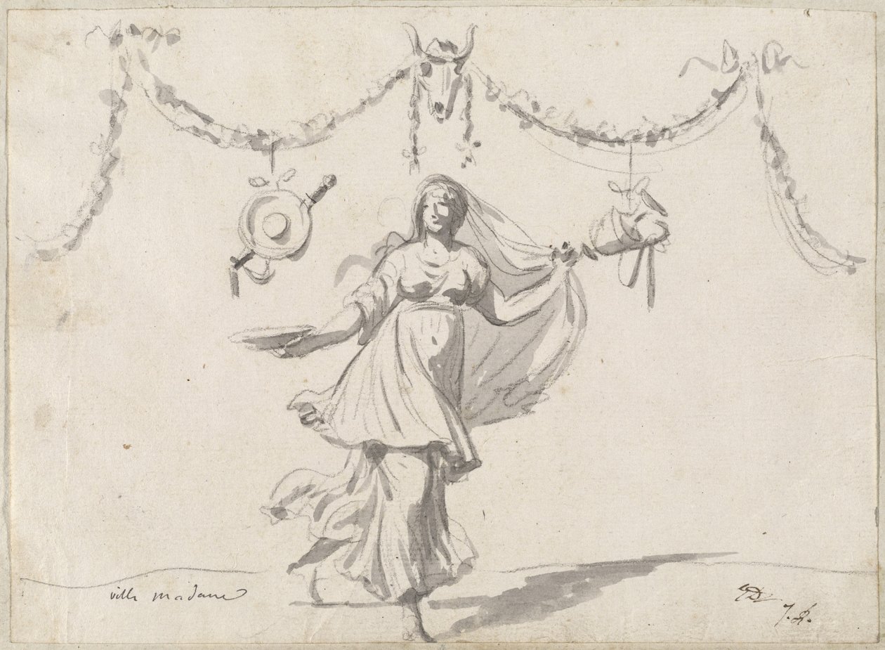 Ozdoba z kobietą w starożytnej sukni autorstwa Jacques Louis David