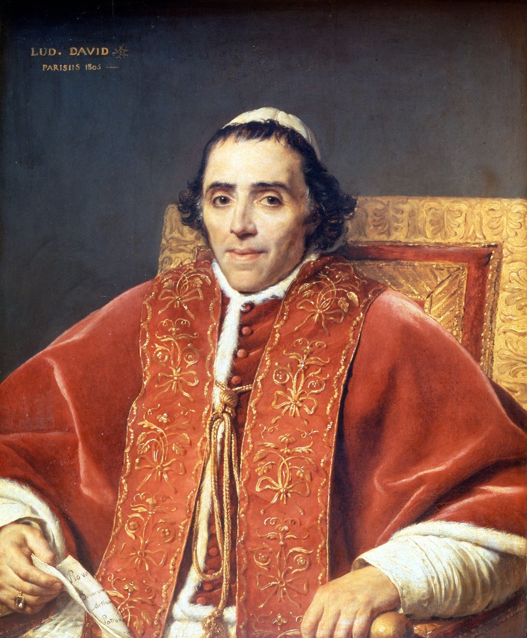 Pius VII (1742 - 1823). Obraz Jacques Louis David (1748-1825). Muzeum w Luwrze. Paryż autorstwa Jacques Louis David