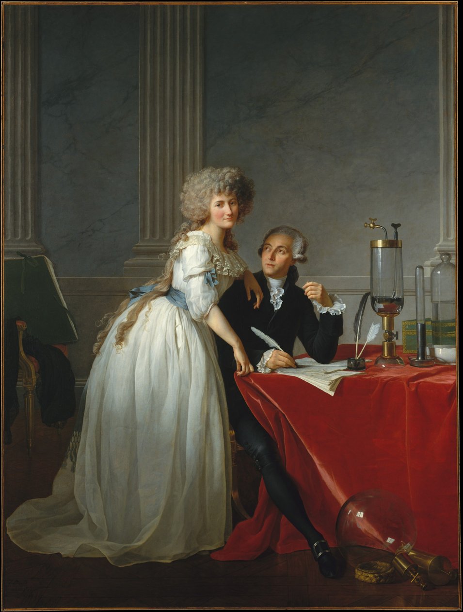 Portret Monsieur de Lavoisier i jego żony, chemik Marie-Anne Pierrette Paulze autorstwa Jacques Louis David