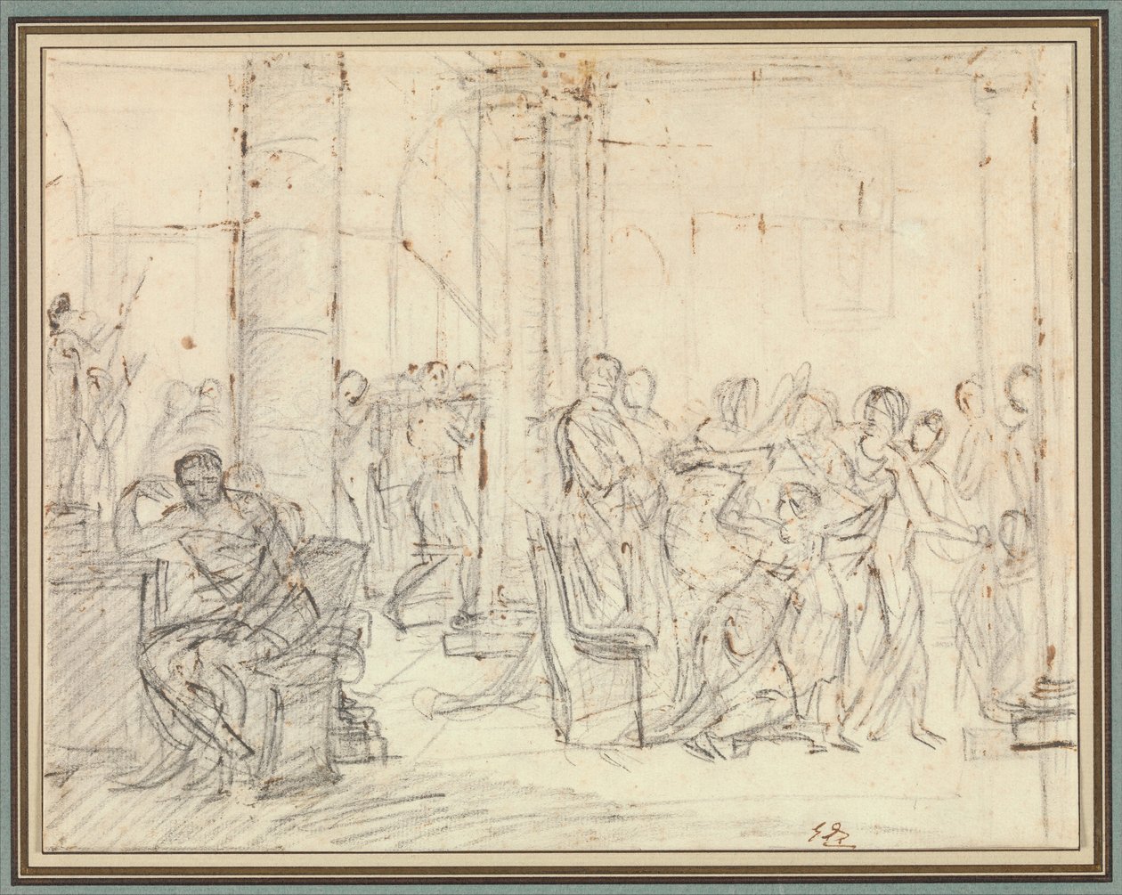 Studium do obrazu Liktorzy przynoszą Brutusowi ciała jego synów autorstwa Jacques Louis David