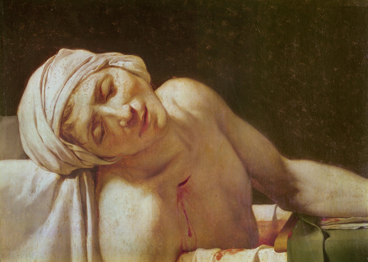 Śmierć Marata szczegół twarzy, 1793 olej na płótnie autorstwa Jacques Louis David