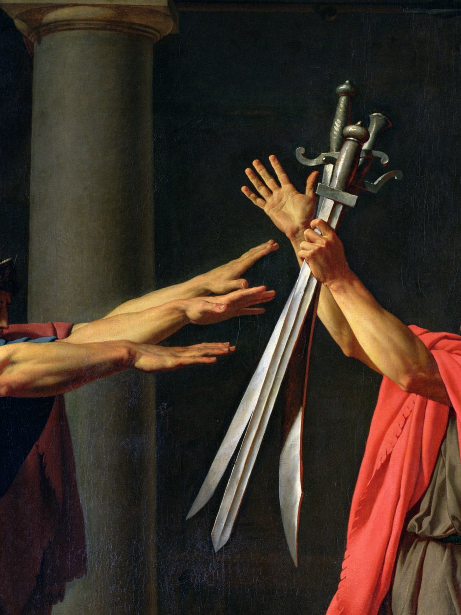Przysięga Horatii, 1784 olej na płótnie, detal z 2290 autorstwa Jacques Louis David
