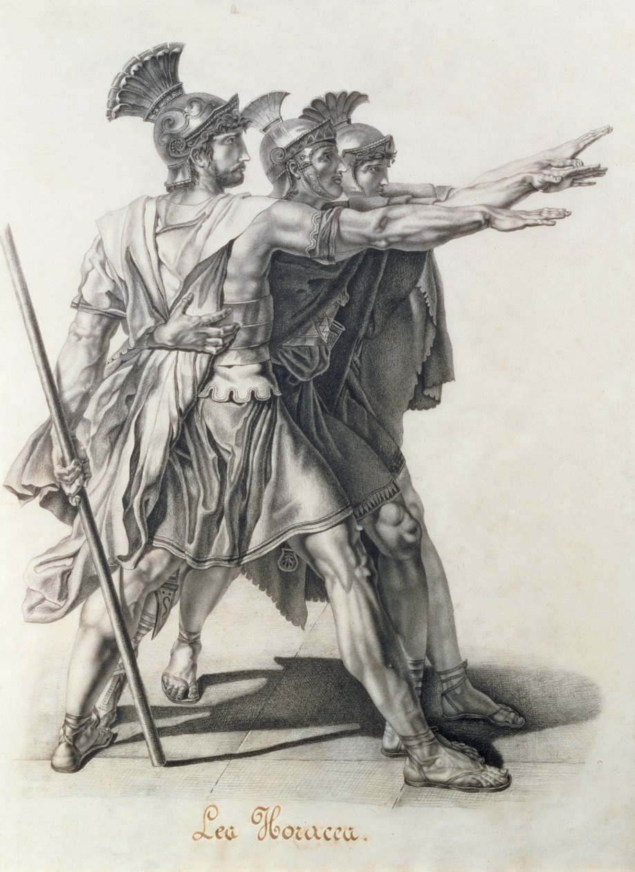 Przysięga Horatii, fragment Horatii (ołówek) autorstwa Jacques Louis David