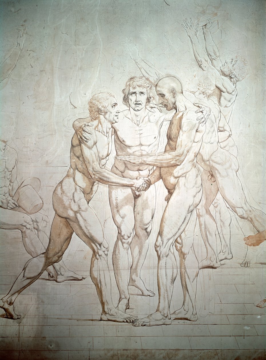 Przysięga Kortu Tenisowego niedokończona, szczegół, 1791-1792 autorstwa Jacques Louis David