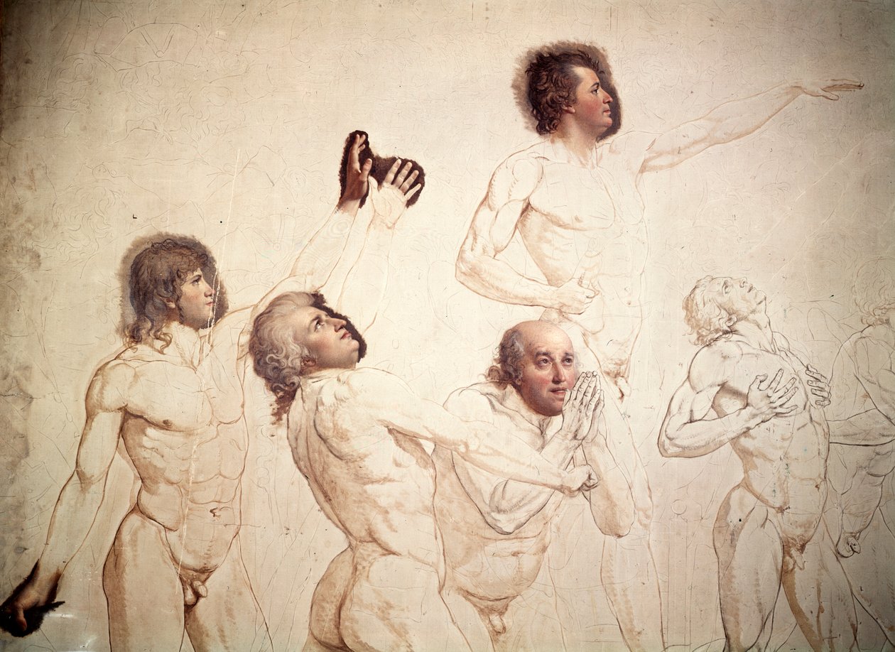 Przysięga Kortu Tenisowego niedokończona, szczegół, 1791-1792 autorstwa Jacques Louis David