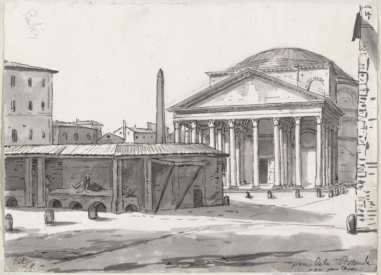 Panteon widziany z Piazza autorstwa Jacques Louis David