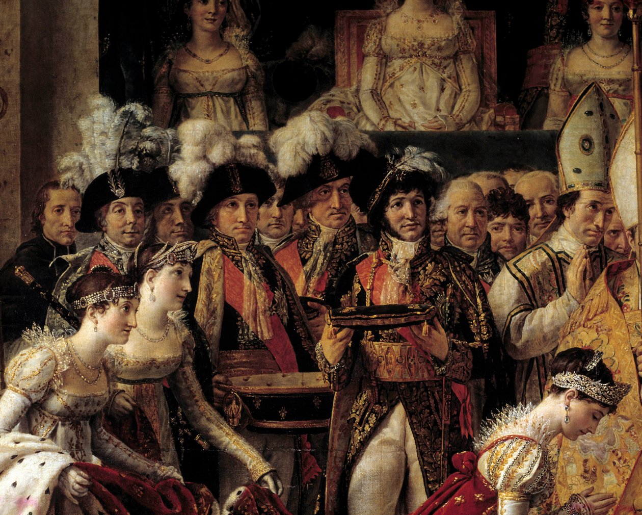 Obrzęd Napoleona. Szczegół przedstawiający Józefinę jego zwolenników i Philippe Henri, markiza Segur (1724-1801); Jannot de Moncey (książę Conegliano autorstwa Jacques Louis David