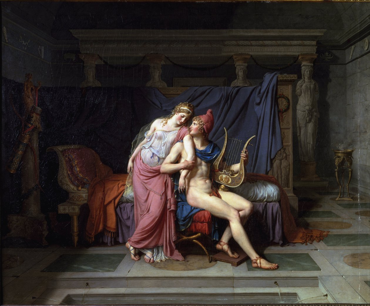 Miłość Paryża i Heleny - Olej na płótnie autorstwa Jacques Louis David