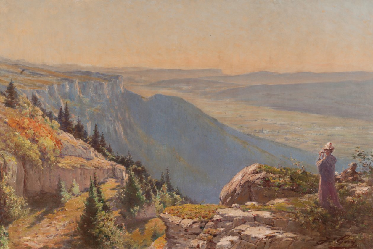 Płaskowyż Vercors (widok z Les Ramées) (olej na płótnie) autorstwa Jacques Louis Gay
