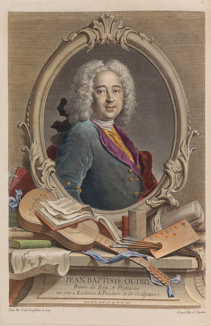 Portret Jean-Baptiste Oudry 1686-1755, 1755. autorstwa Jacques Nicolas Tardieu