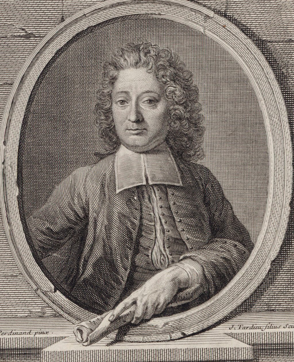 Portret kompozytora Jean-Francois Lallouette 1651-1728. autorstwa Jacques Nicolas Tardieu