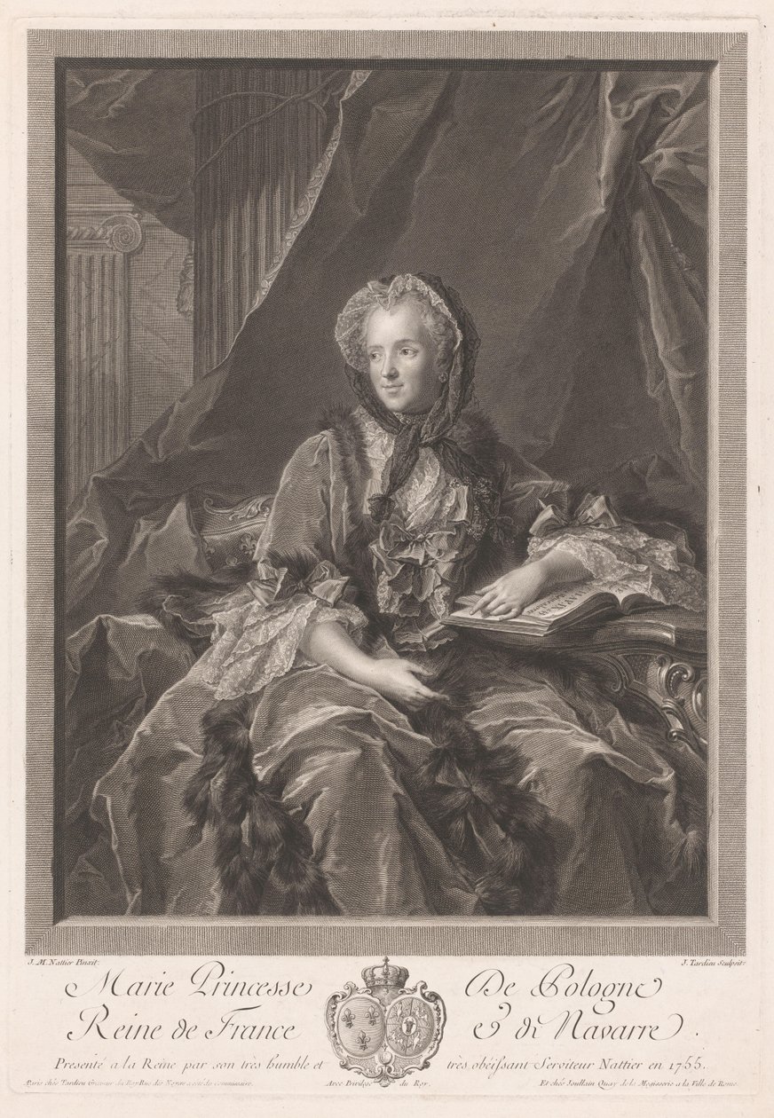 Portret van Koning Maria Leczińska autorstwa Jacques Nicolas Tardieu