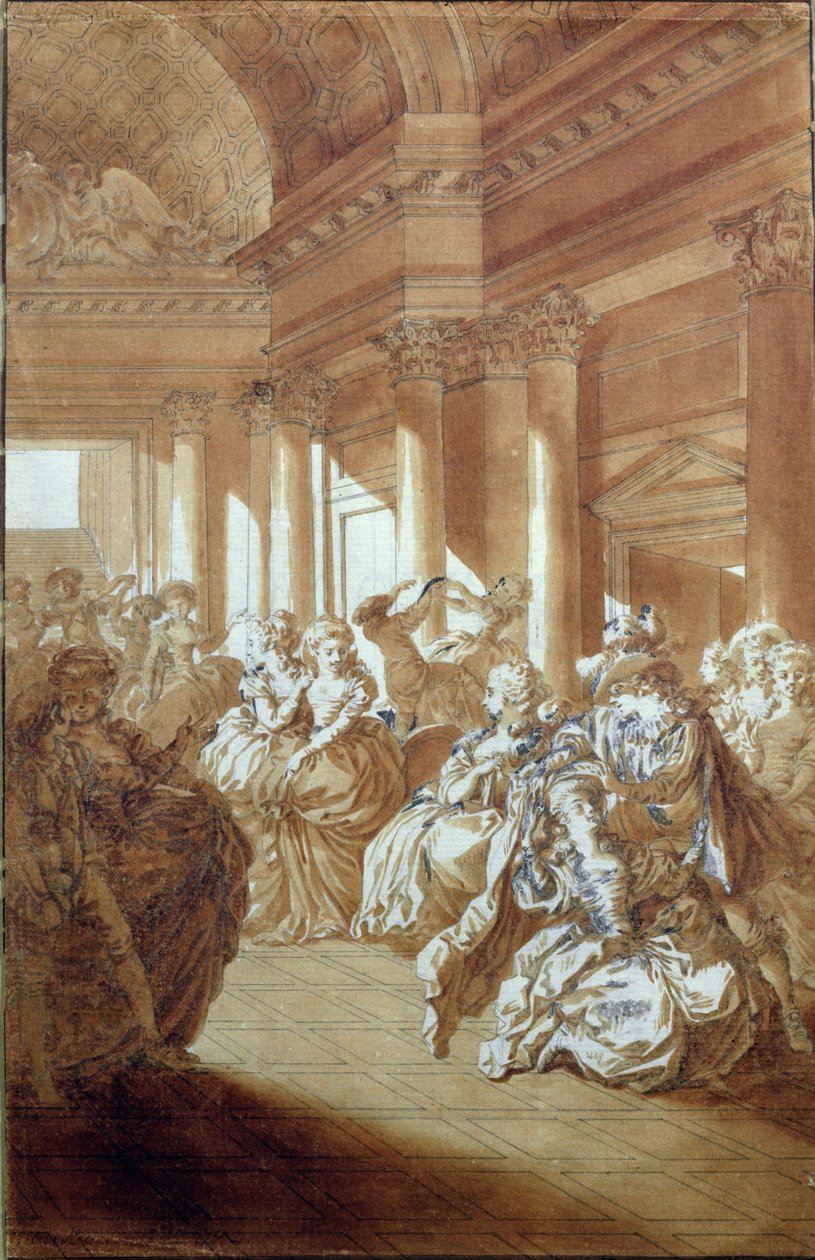 „Zwróci ci czystego i czystego mężowi”, scena z IV aktu „Wesela Figara” Pierre-Augustina Carona de Beaumarchais (1732-99) 1785 autorstwa Jacques Philippe Joseph de Saint Quentin