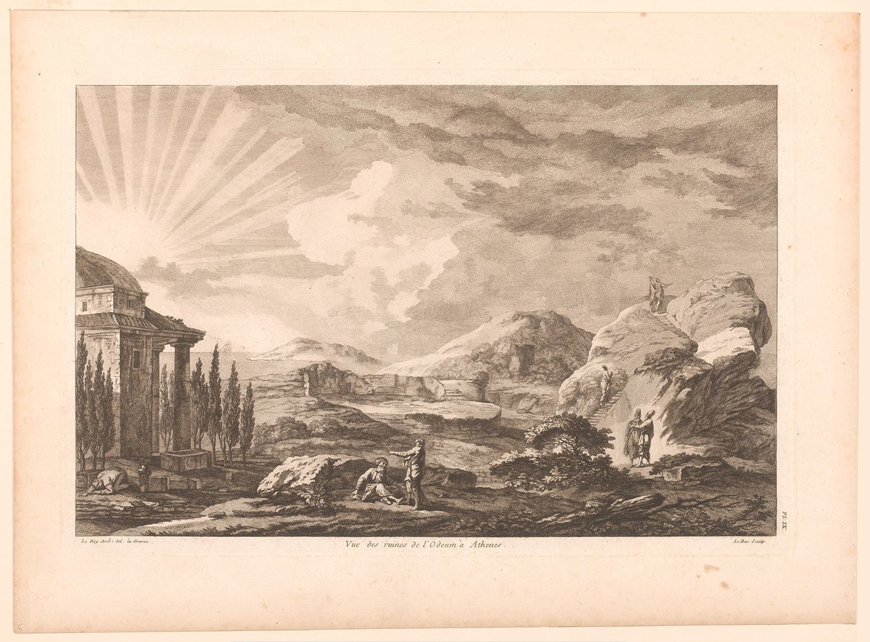 Widok ruiny w Atenach, prawdopodobnie Teatru Dionizosa Vue des ruines de l