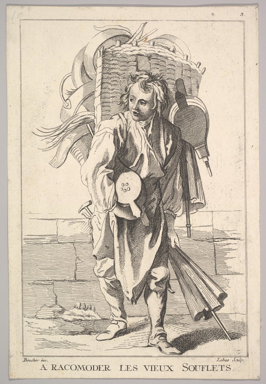Rewers A Racomoder les Vieux Souflets Mend the Old Bellows, z Le Cri..., XVIII wiek. autorstwa Jacques Philippe Le Bas