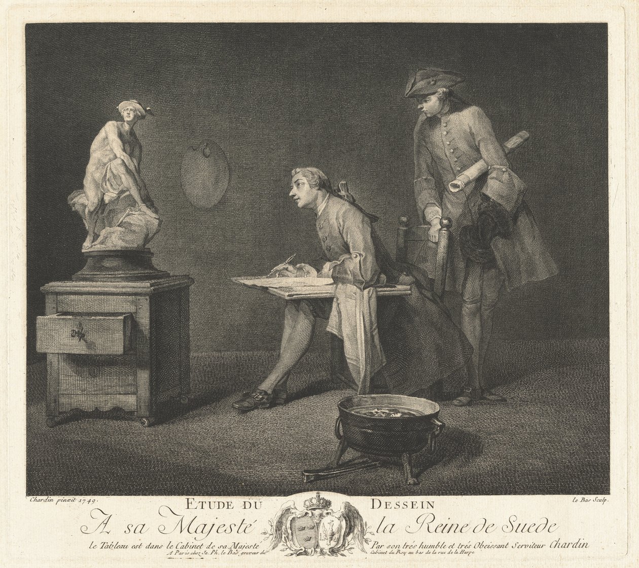 Studium rysunku (Lekcja rysunku) autorstwa Jacques Philippe Le Bas after Jean Siméon Chardin