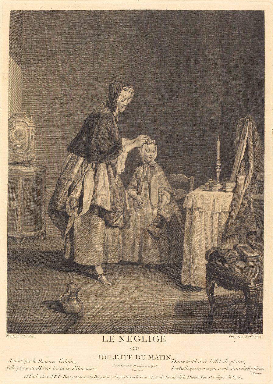 Zaniedbanie, czyli poranna toaleta autorstwa Jacques Philippe Le Bas after Jean Siméon Chardin