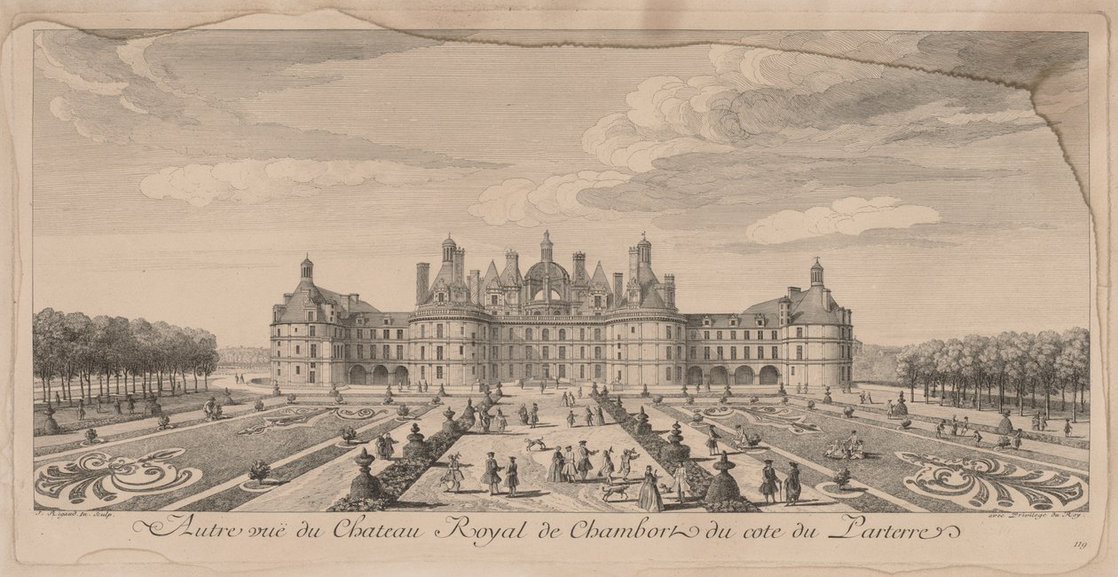 Zamek Chambord z Ogrodów. autorstwa Jacques Rigaud