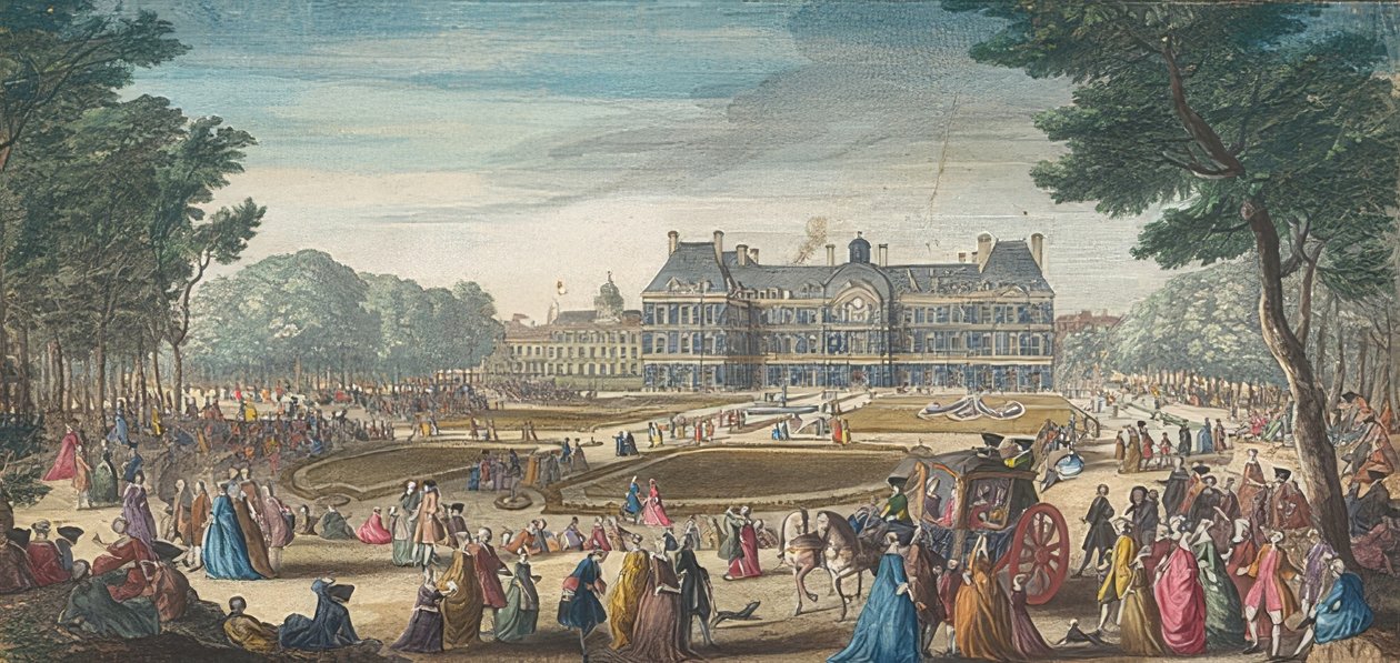 Palais du Luxembourg w Paryżu widziany z ogrodu. 1729 autorstwa Jacques Rigaud