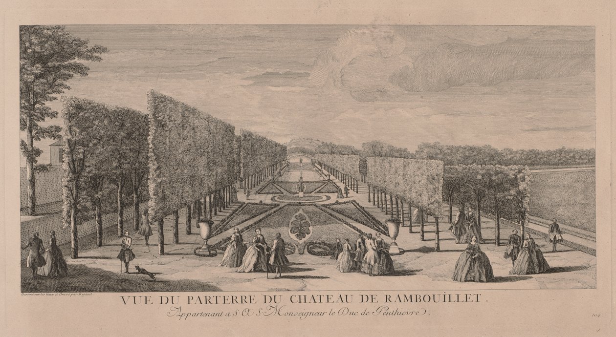 Kwiatowy ogród Chateau Rambouillet. autorstwa Jacques Rigaud