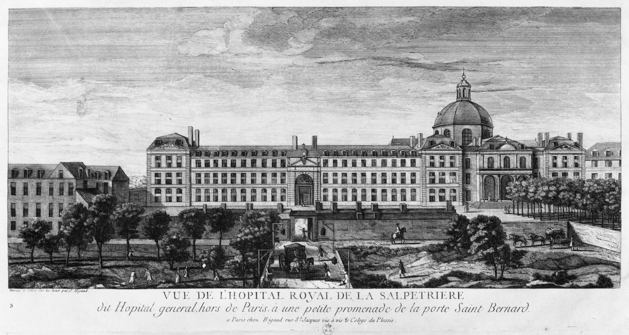 Widok Hopital Royal de La Salpetriere, znanego jako Hopital General, Paryż autorstwa Jacques Rigaud
