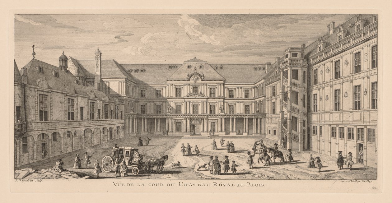 Widok na dziedziniec zamku Château de Blois. autorstwa Jacques Rigaud