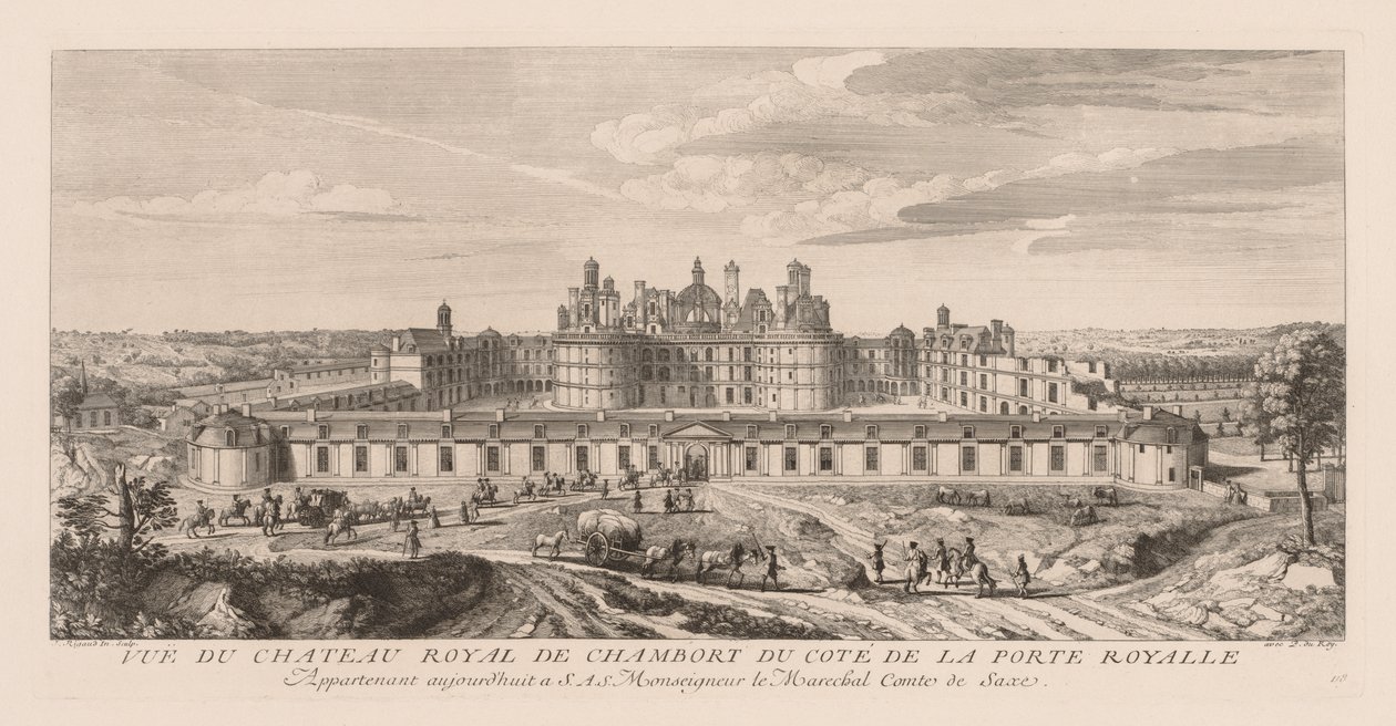 Widok na Zamek Królewski w Chambord, od strony Bramy Królewskiej autorstwa Jacques Rigaud