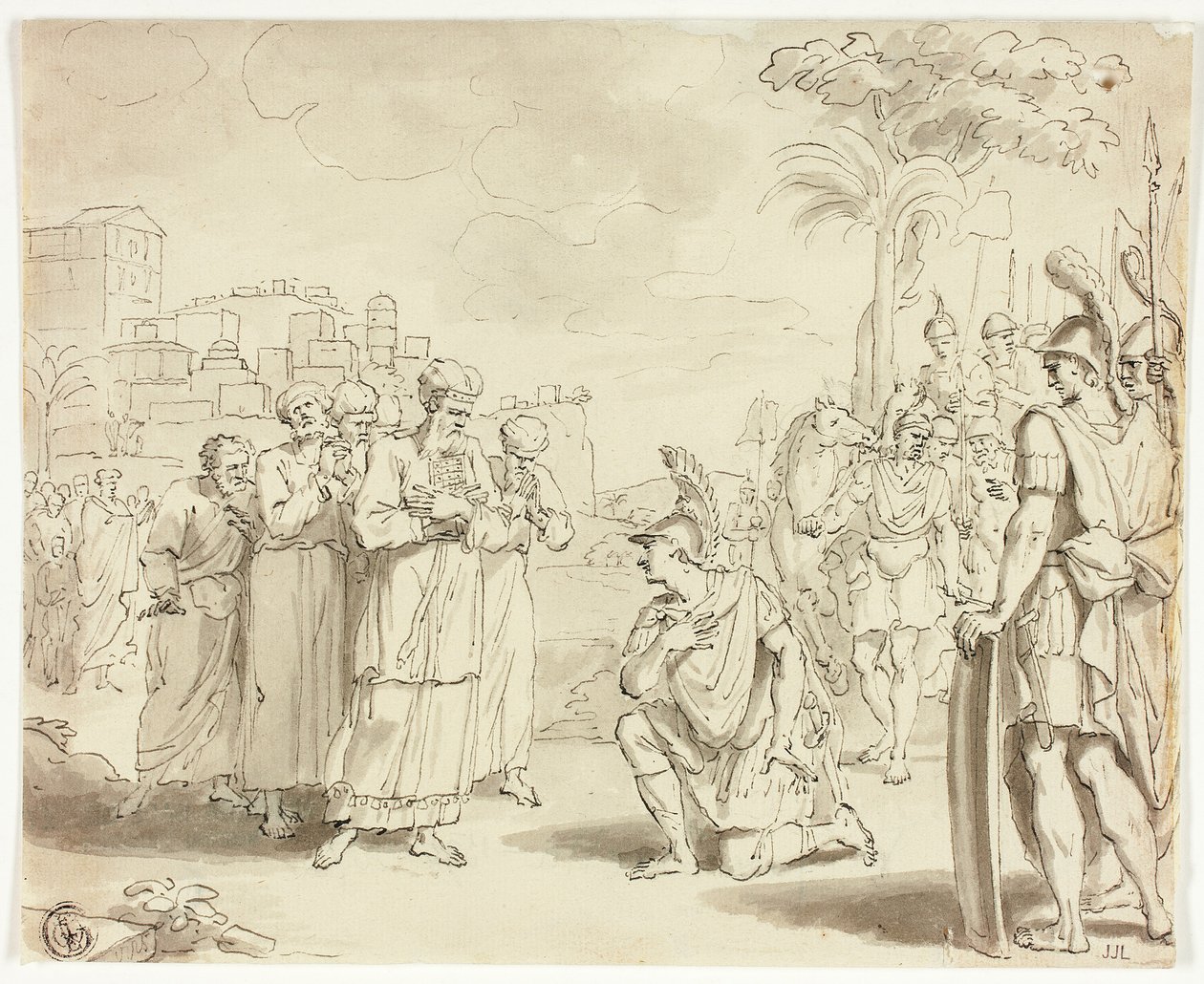 Alexander przed arcykapłanem autorstwa Jacques Stella