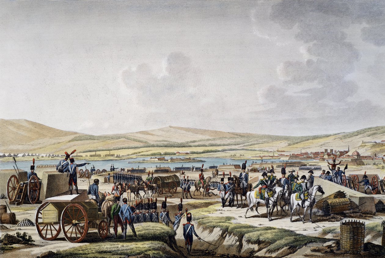 Napoleon wizytujący prace oblężnicze w Gdańsku pod wodzą marszałka Lefebvre