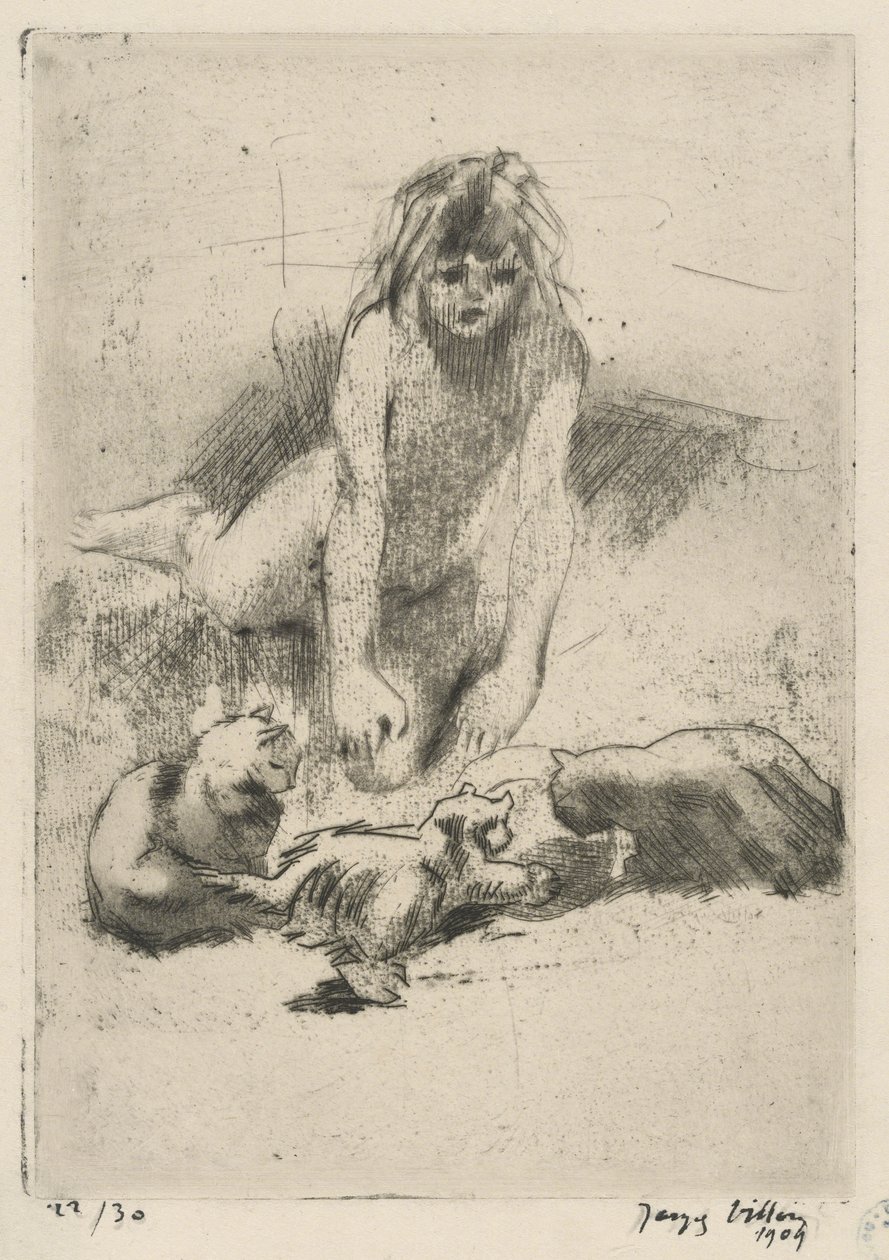 Minne et les chats buvant (Minne i pijące koty), z apartamentu Le bain de Minne (Minne autorstwa Jacques Villon