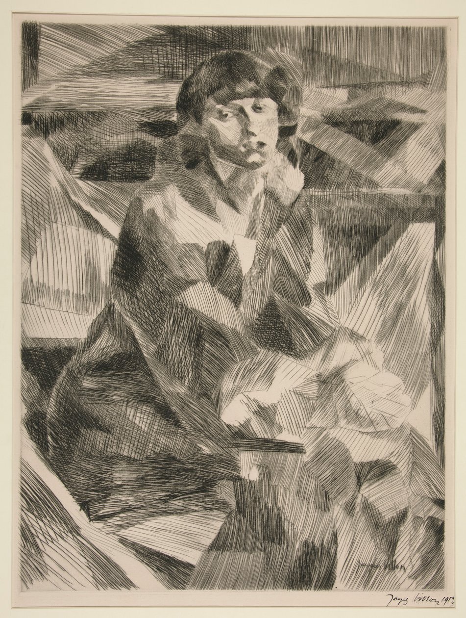 Portret młodej kobiety autorstwa Jacques Villon