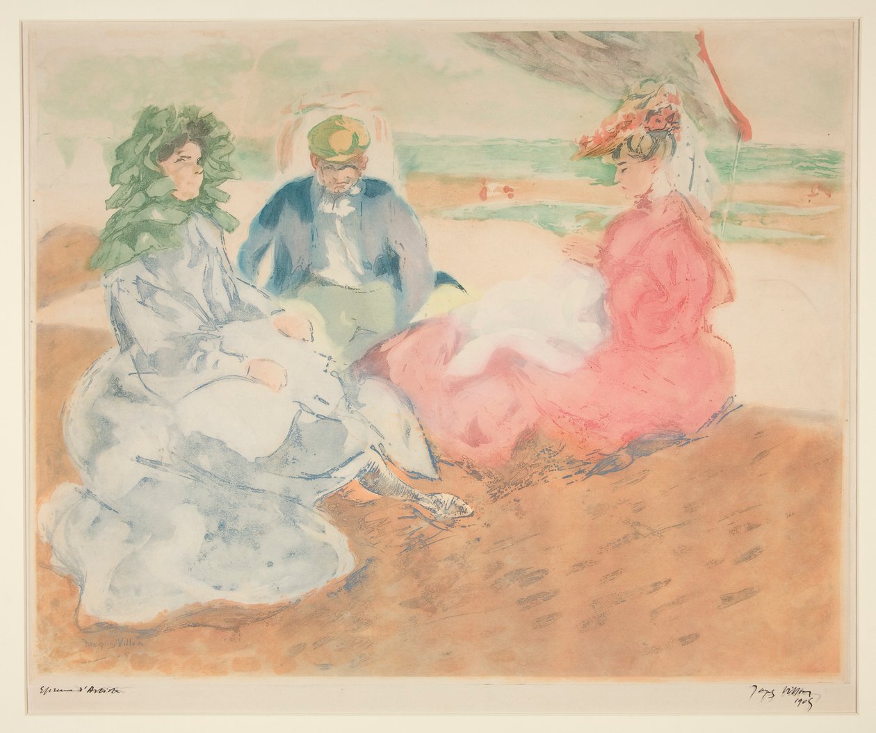 Pod namiotem, na plaży (Blonville) autorstwa Jacques Villon