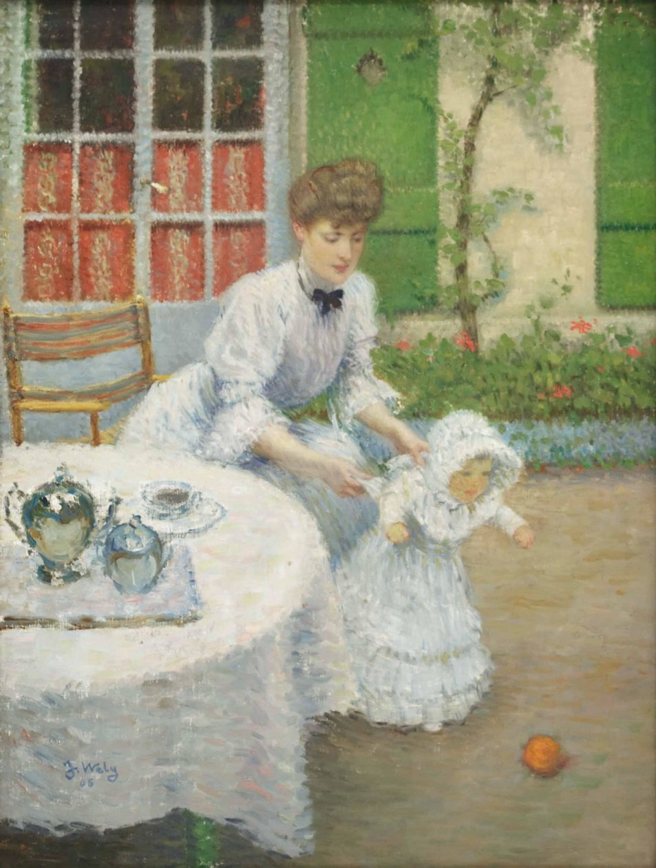 Jacques Wely Matka z dziewczynką grającą w piłkę 1906 autorstwa Jacques Wely