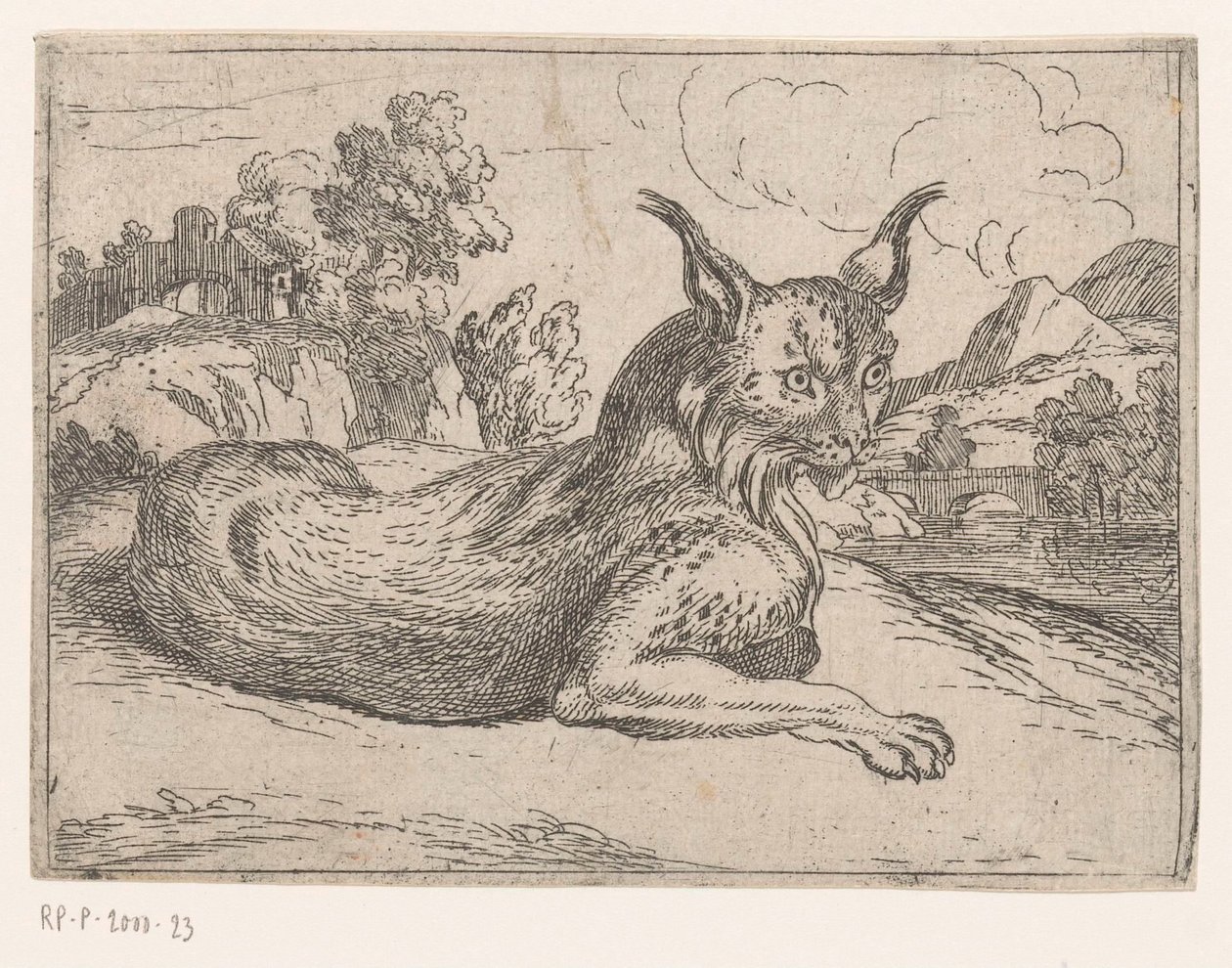 Ryś Zwierzęta w krajobrazach (tytuł serii) autorstwa Jacques de Fornazeris (attributed to)
