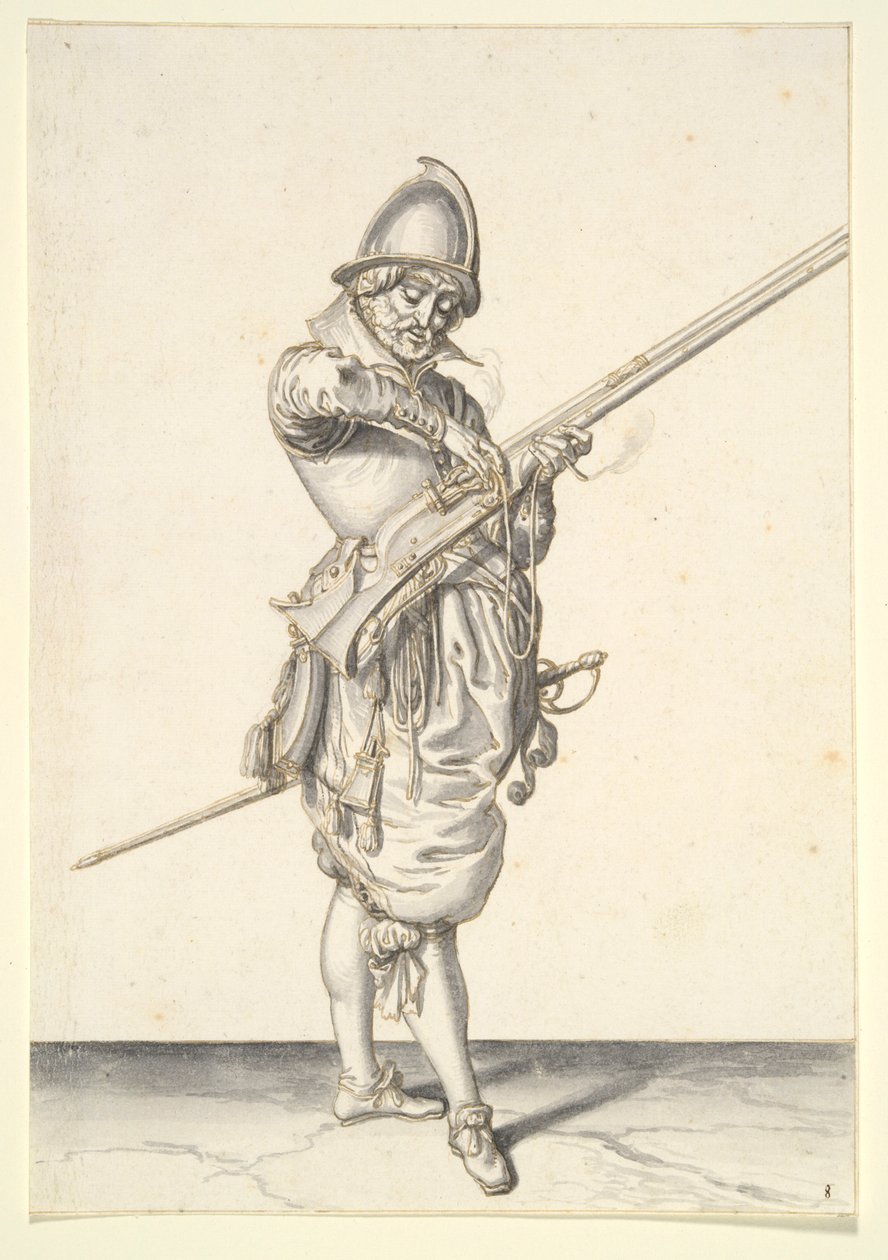 Żołnierz przygotowujący się do wystrzelenia kalivera autorstwa Jacques de Gheyn II