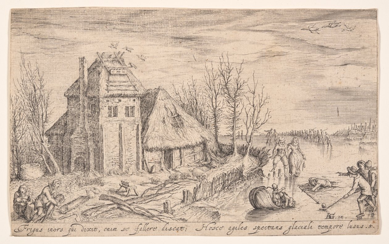 Zimowy krajobraz z łyżwiarzami, od Landscapes autorstwa Jacques de Gheyn II