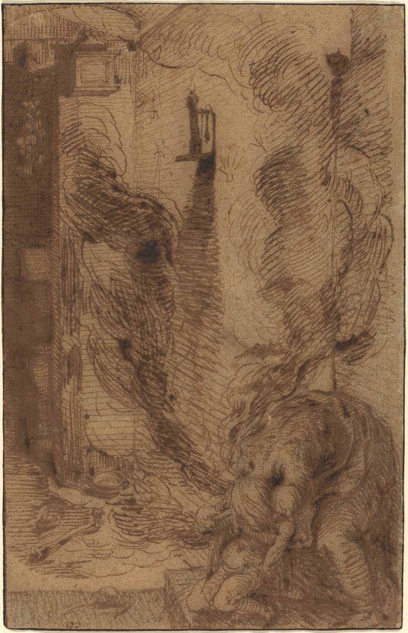 Scena czarów z wampirem [recto] autorstwa Jacques de Gheyn II