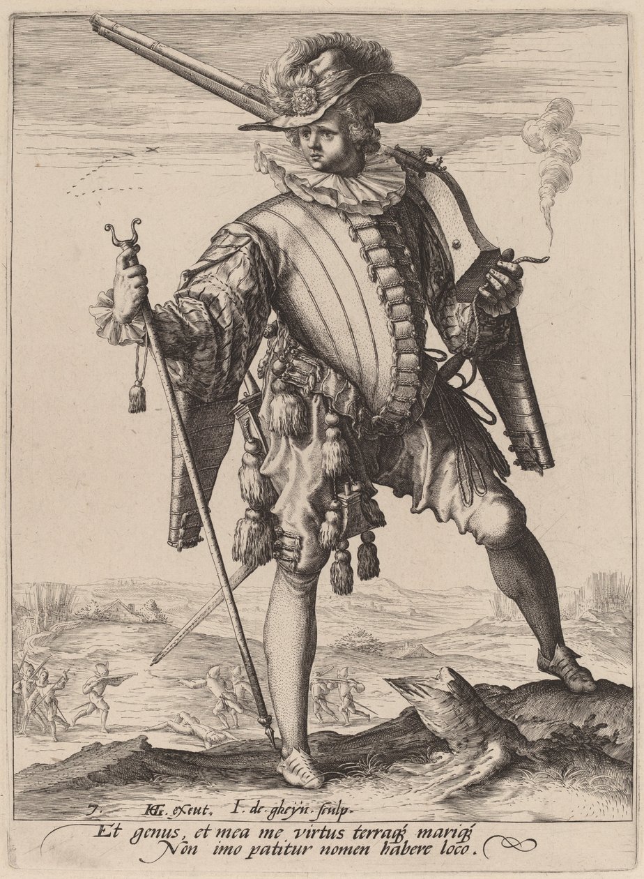 Żołnierz z Arkebuz autorstwa Jacques de Gheyn II after Hendrik Goltzius