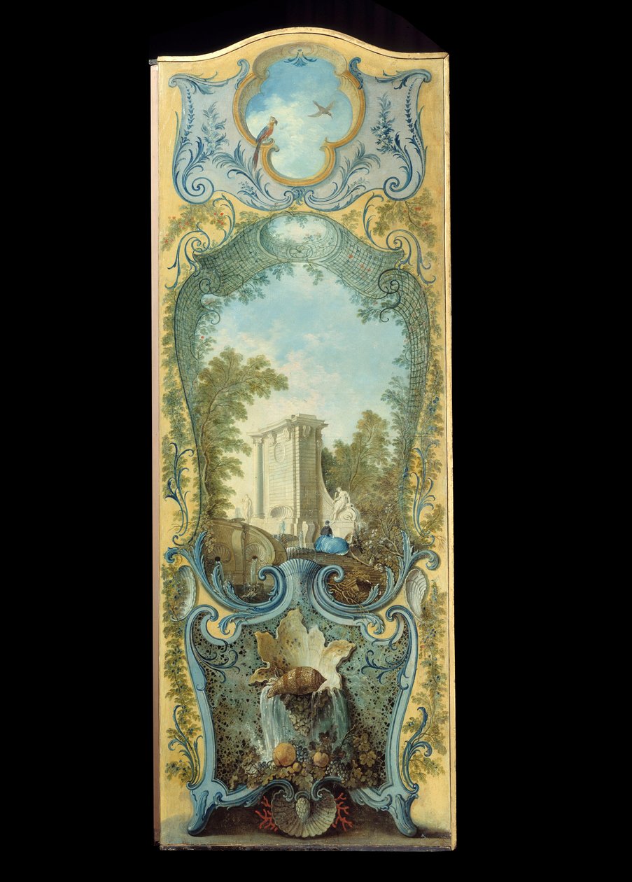 Meble: parawan malarski na papierze maruflowym Jacques de Lajoue (1686-1761) XVIII wiek autorstwa Jacques de Lajoüe