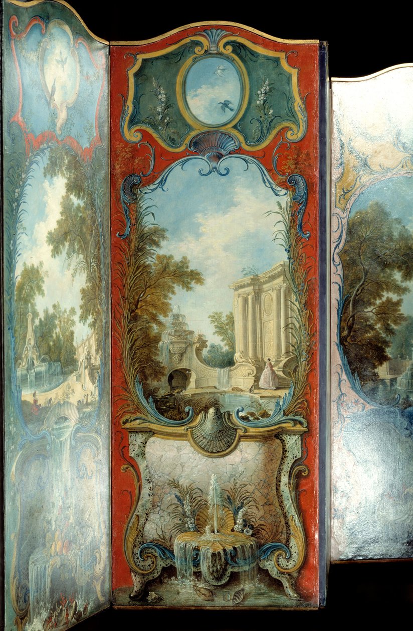 Meble: parawan malarski na papierze maruflowym Jacques de Lajoue (1686-1761) XVIII wiek autorstwa Jacques de Lajoüe