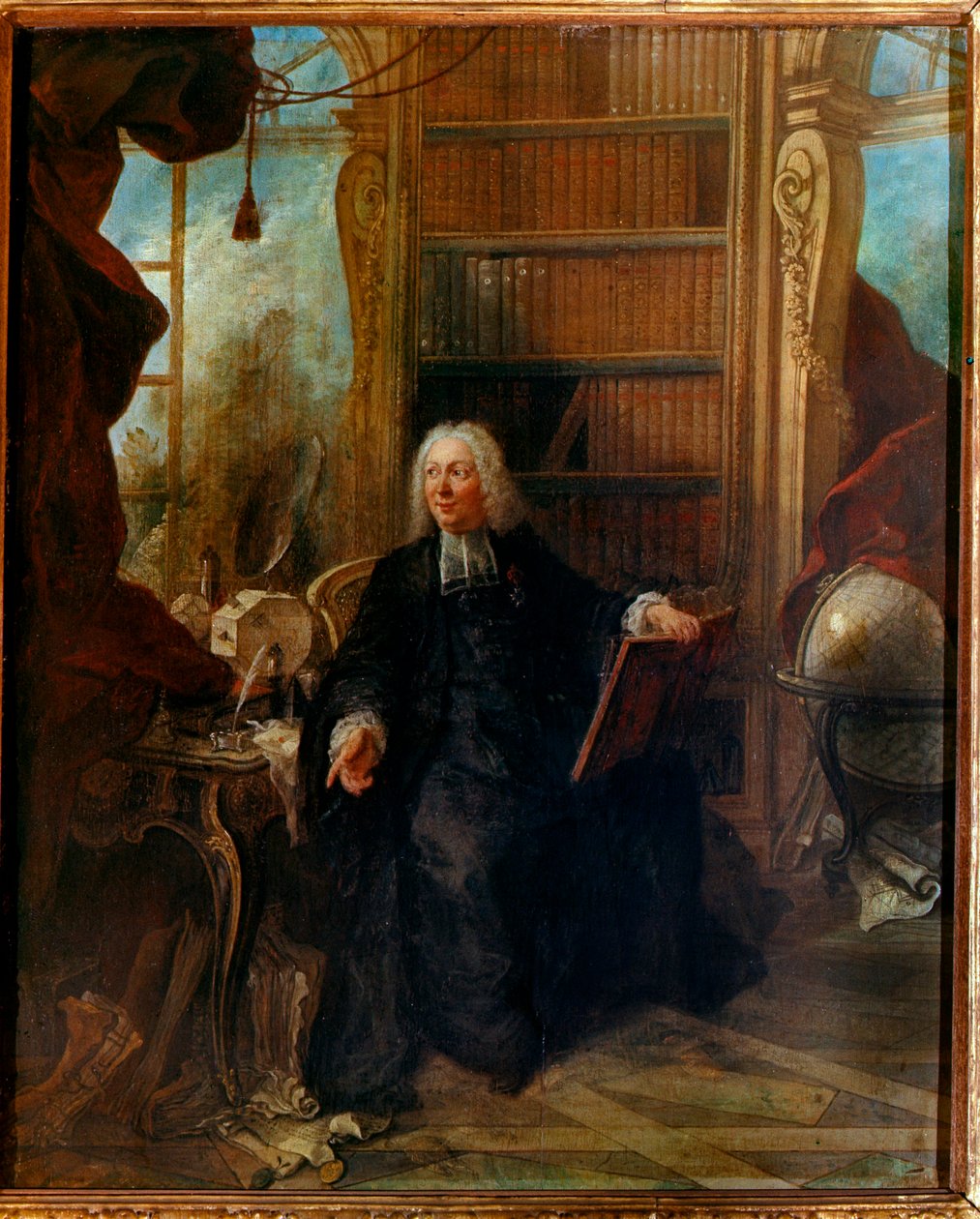 Abbe Jean Antoine Nollet - francuski fizyk w swoim gabinecie Muette (obraz) autorstwa Jacques de Lajoüe