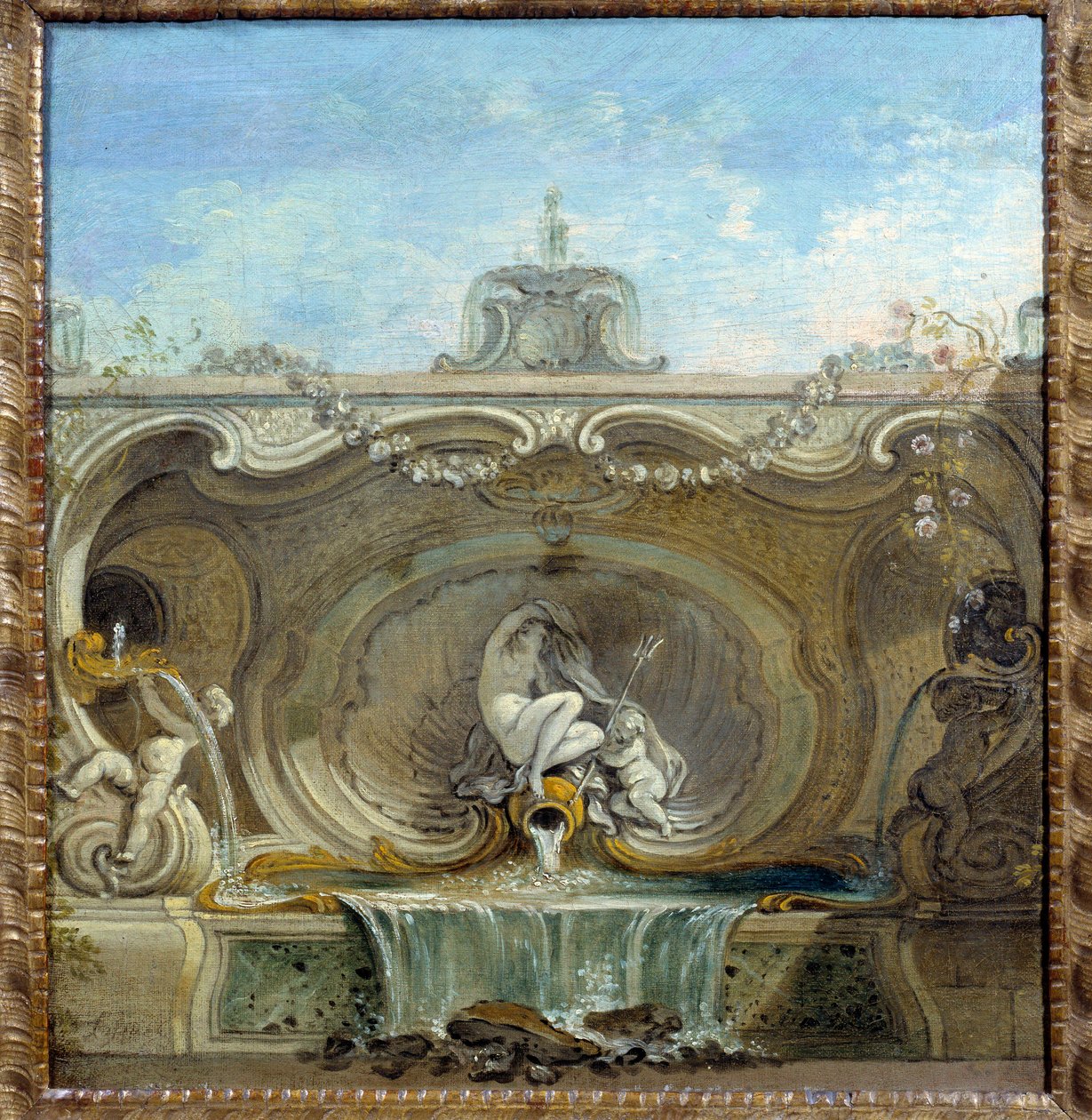 Ogród fontann. Obraz Jacquesa De Lajoue (1686 - 1761) autorstwa Jacques de Lajoüe