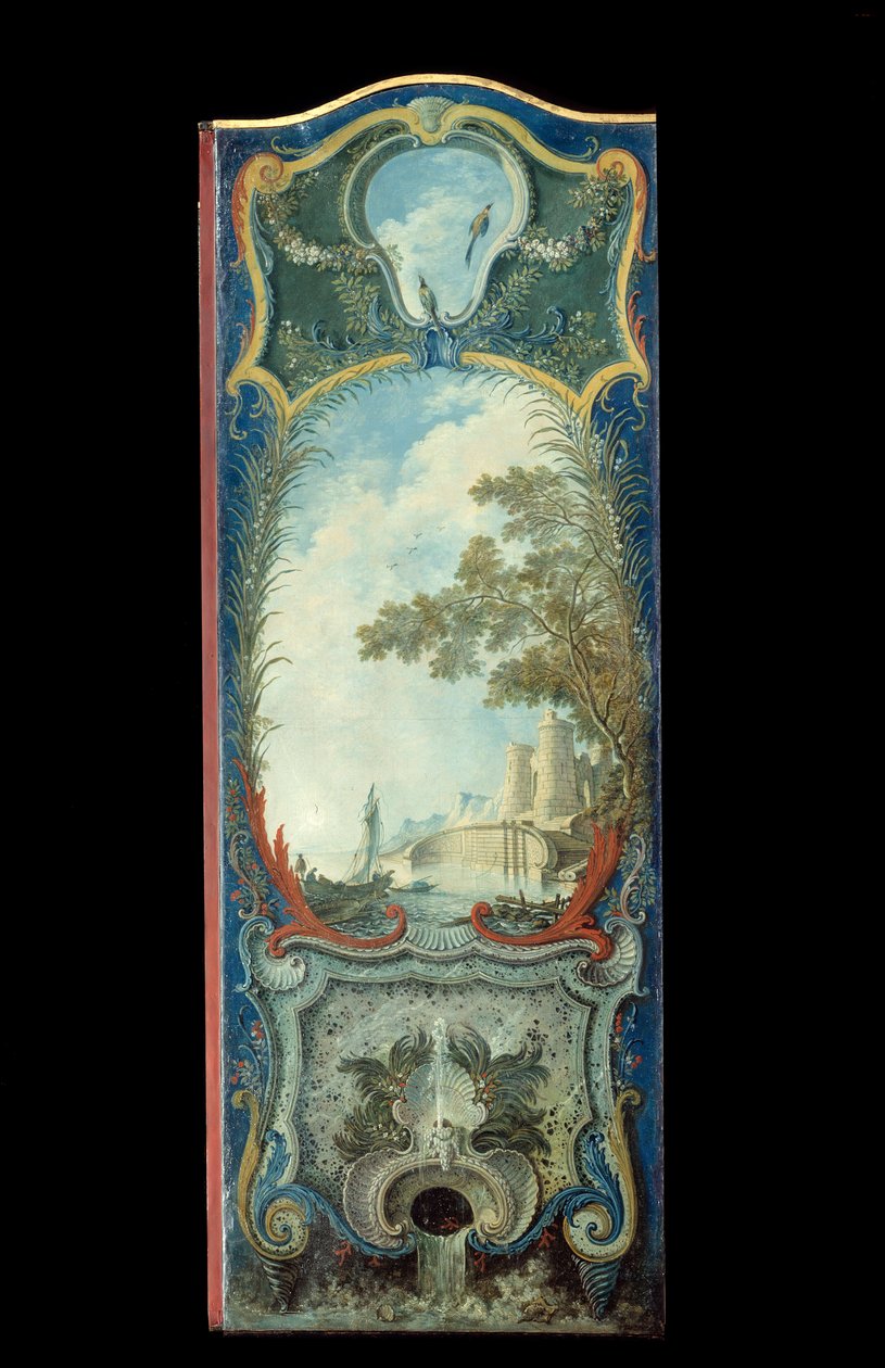 Meble: parawan malarski na papierze maruflowym Jacques de Lajoue (1686-1761) XVIII wiek autorstwa Jacques de Lajoüe