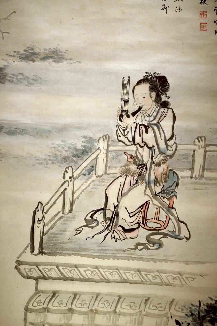 Malowana postać, muzyk. Atrament na papierze Yi Jaegwan (1783-1837), sztuka z XIX wieku. Muzeum Narodowe Korei, Seul (Korea Południowa). autorstwa Jaegwan Yi