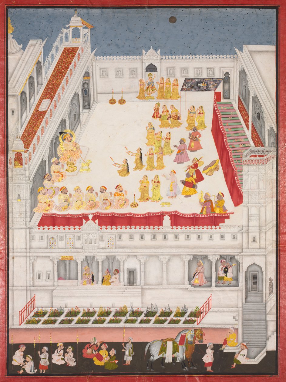 Maharana Jagat Singh uczęszczający do Rasleela, 1736. autorstwa Jai Ram
